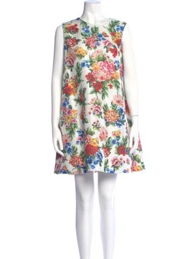 Pre-owned Emilia Wickstead Floral Print Mini Dress In White