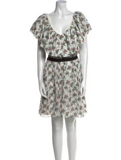 Pre-owned Emilia Wickstead Floral Print Mini Dress In White