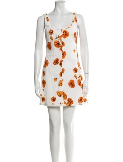 Pre-owned Emilia Wickstead Floral Print Mini Dress In White