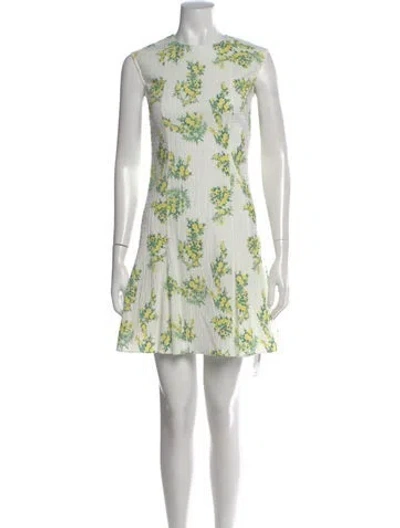 Pre-owned Emilia Wickstead Floral Print Mini Dress In White