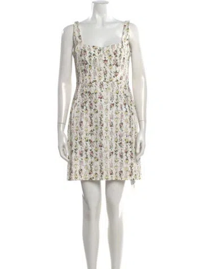 Pre-owned Emilia Wickstead Floral Print Mini Dress In White