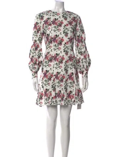 Pre-owned Emilia Wickstead Floral Print Mini Dress In White