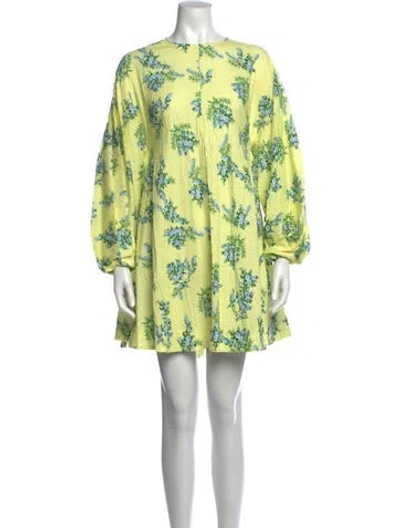 Pre-owned Emilia Wickstead Floral Print Mini Dress In Yellow