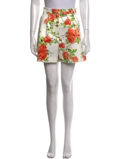 Pre-owned Emilia Wickstead Floral Print Mini Shorts In Green