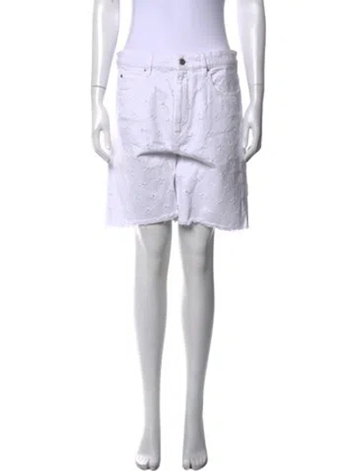 Pre-owned Emilia Wickstead Floral Print Mini Shorts In White