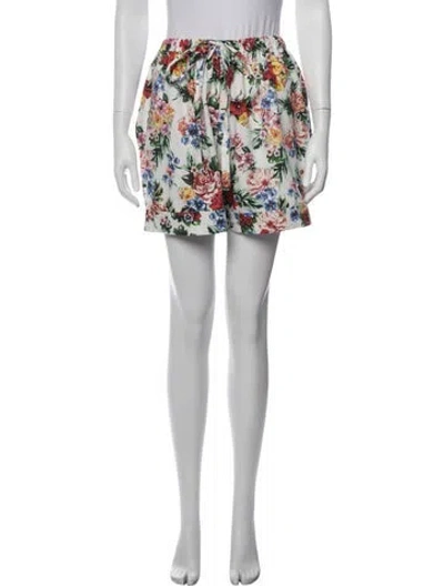 Pre-owned Emilia Wickstead Floral Print Mini Shorts In White