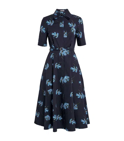 Emilia Wickstead Floral Print Rubie Midi Dress In Navy