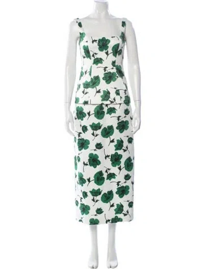 Pre-owned Emilia Wickstead Floral Print Skirt Set In Green