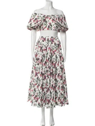 Pre-owned Emilia Wickstead Floral Print Skirt Set W/ Tags In White