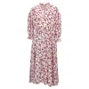 EMILIA WICKSTEAD FLORAL PRINTED MIDI DRESS IN RED POLYESTER