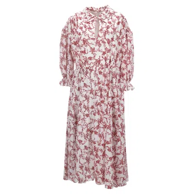 Pre-owned Emilia Wickstead Floral Printed Midi Dress In Red Polyester In Multi