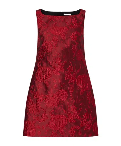 Emilia Wickstead Rifer Floral-cloqué Mini Dress In Red