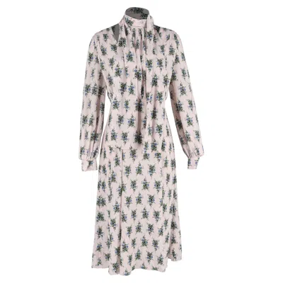 Pre-owned Emilia Wickstead Floral-print Loong Sleeve Midi Dress In Multicolor Polyester In Gray