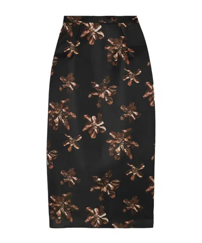 Emilia Wickstead Lorelei Floral-print Satin Midi Skirt In Multi