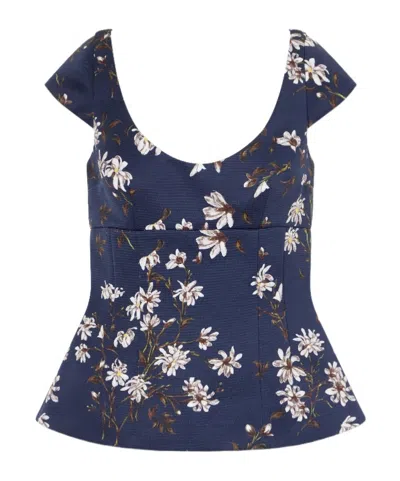Emilia Wickstead Floralprint Top In Blue
