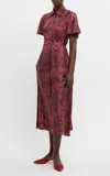 Emilia Wickstead Florencia Collared Silk Midi Dress In Burgundy