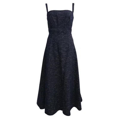 Emilia Wickstead Freya Sleeveless Denim Midi Dress In Navy Blue Cotton