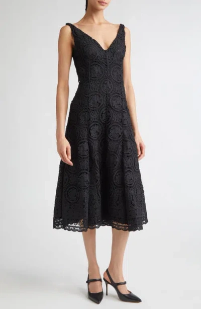 Emilia Wickstead Geneve Guipure Lace Fit & Flare Dress In Black
