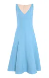 Emilia Wickstead Geneve Wool A-line Midi Dress In Light Blue