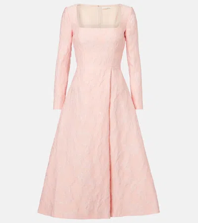 Emilia Wickstead Glenda Embroidered Crêpe Midi Dress In Pink