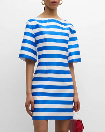 Emilia Wickstead Guinerver Striped Short-sleeve Mini Dress In Blue Stripe