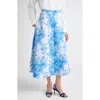 Emilia Wickstead Hallie Floral Damask Taffeta Faille A-line Skirt In Blue