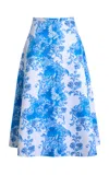 Emilia Wickstead Hallie Floral Printed Skirt In Light Blue