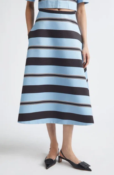 Emilia Wickstead Hallie Stripe Taffeta Faille A-line Midi Skirt In Blue