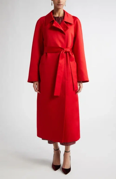 Emilia Wickstead Hasina Double Satin Trench Coat In Bright Red