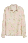 Emilia Wickstead Hick Lillies Print Long Sleeve Button-up Shirt In Little Lillies On Pink