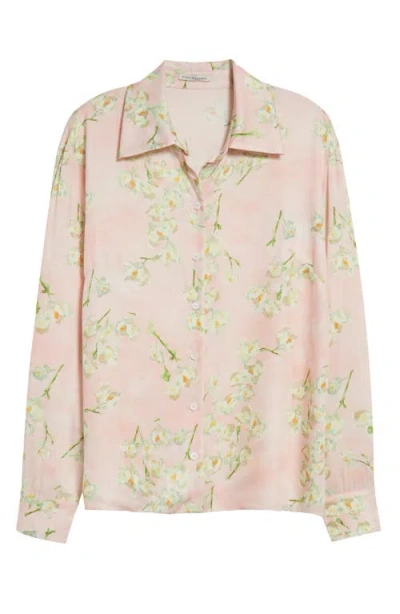 Emilia Wickstead Hick Lillies Print Long Sleeve Button-up Shirt In Little Lillies On Pink
