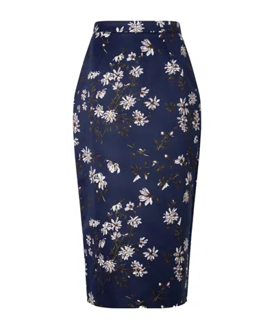Emilia Wickstead Lorelei Faille Midi Skirt In Blue