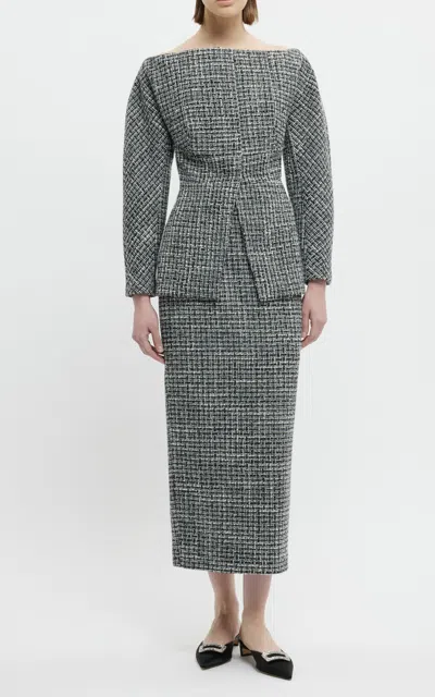 Emilia Wickstead Holden Tailored Bouclé Tweed Top In Black