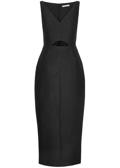 Emilia Wickstead Cut-out Detail Ilyse Midi Dress In Black