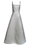 Emilia Wickstead Ira Metallic Silk Blend A-line Dress In Silver