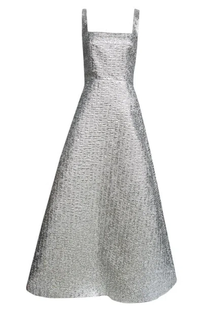 Emilia Wickstead Ira Metallic Silk Blend A-line Dress In Silver