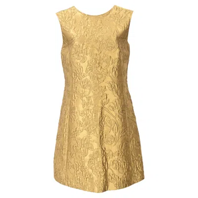 Emilia Wickstead Irma Jacquard Mini Dress In Gold Polyester