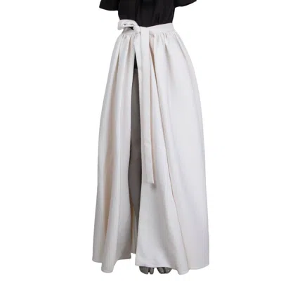 Pre-owned Emilia Wickstead Ivory Double Cloque Wrap Maxi Skirt 12 M In White