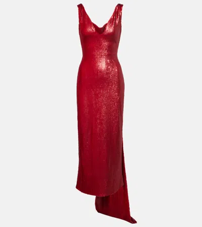 Emilia Wickstead Jacira Sequined Cocktail Dress In Red