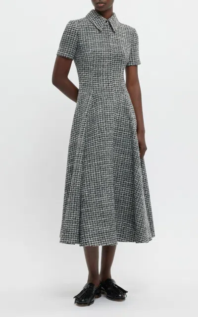 Emilia Wickstead Jody Collared Bouclé Tweed Midi Dress In Black