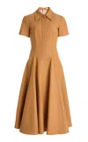 Emilia Wickstead Jody Cotton Midi Dress In Tan