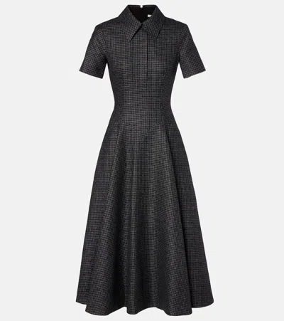 Emilia Wickstead Jody Houndstooth Wool-blend Midi Dress In Black