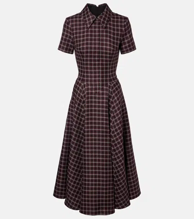 Emilia Wickstead Jody Houndstooth Wool-blend Midi Dress In Brown