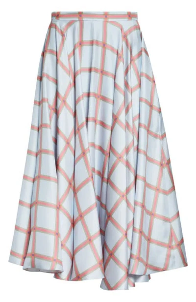 Emilia Wickstead Karima Plaid Silk Twill Skirt In Blue