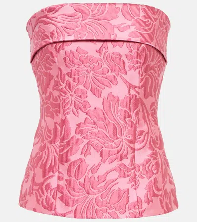 Emilia Wickstead Karin Embossed-pattern Woven Top In True Rose