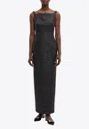 Emilia Wickstead Karolyn Open-back Metallic Tweed Maxi Dress In Black