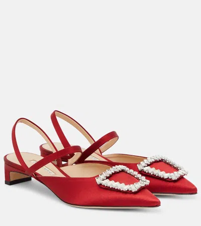 Emilia Wickstead Katrina Embellished Satin Pumps In Red