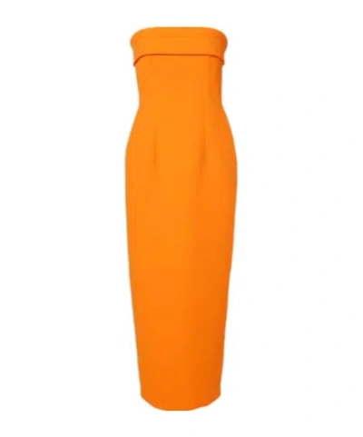 Emilia Wickstead Keeley Strapless Crêpe Midi Dress In Orange