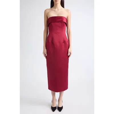Emilia Wickstead Keeley Strapless Satin Cocktail Dress In Red