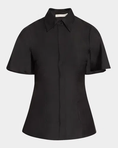 Emilia Wickstead Keiko Cape Silk Twill Button-down Top In Black